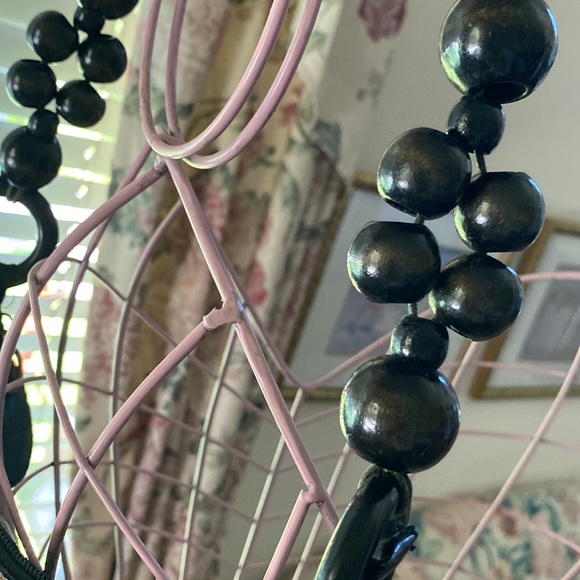 Black / White Petal Tier Pleather Purse with Beaded Straps Handbag/Shoulder Bag - Picture 10 of 11